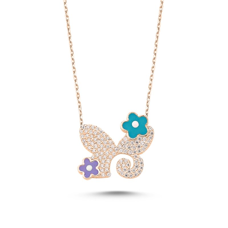 CZ%20Enamel%20Butterfly%20Necklace-Rose%20Gold%20Plated