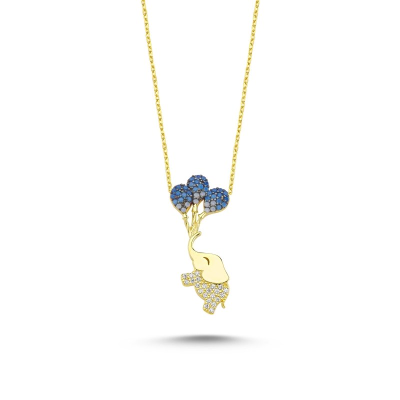 Shades%20of%20Blue%20CZ%20Balloon%20&%20Elephant%20Necklace-Gold%20Plated