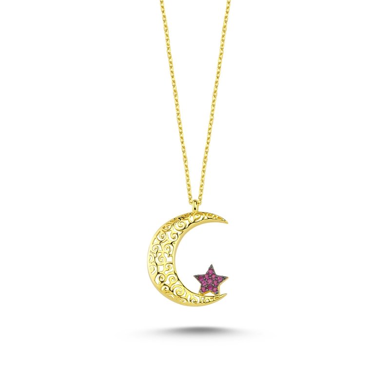 Ajour%20Design%20CZ%20Star%20and%20Crescent%20Necklace