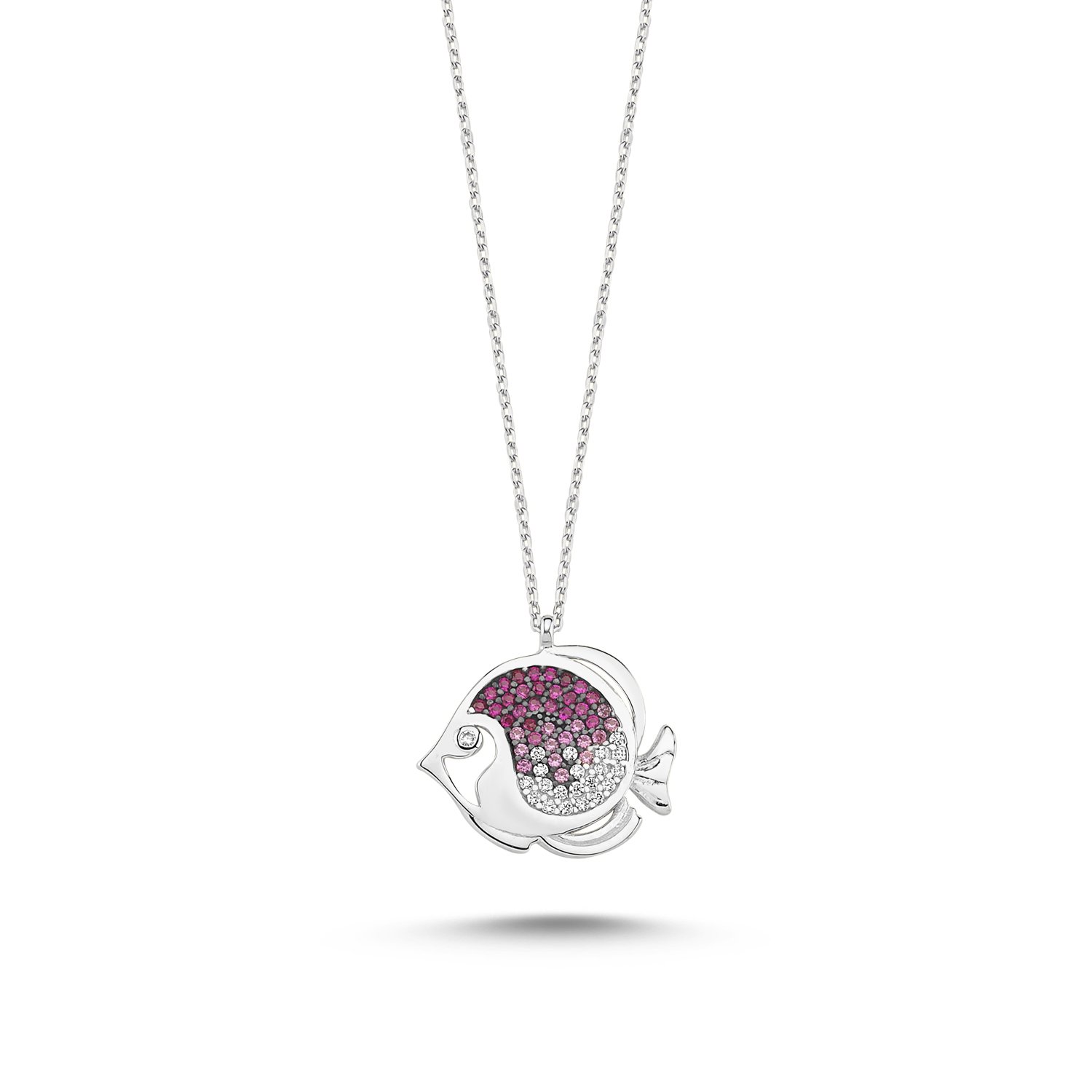 Shades%20of%20Pink%20CZ%20Fish%20Necklace-Rodyum%20kaplama