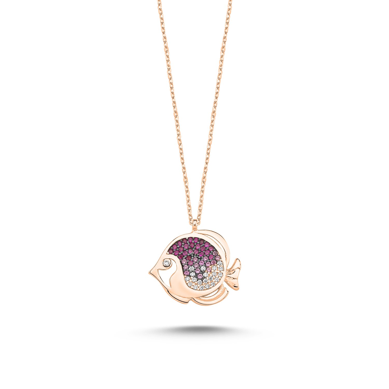 Shades%20of%20Pink%20CZ%20Fish%20Necklace-Rose%20kaplama