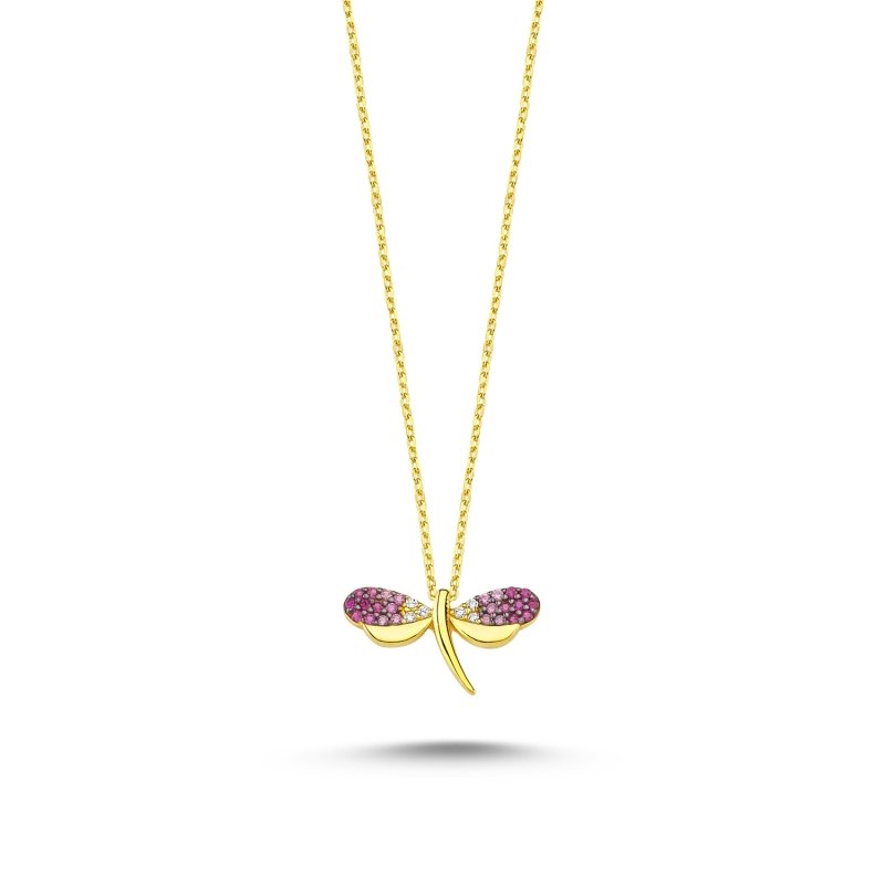 Shades%20of%20Pink%20CZ%20Dragonfly%20Necklace-Gold%20Plated