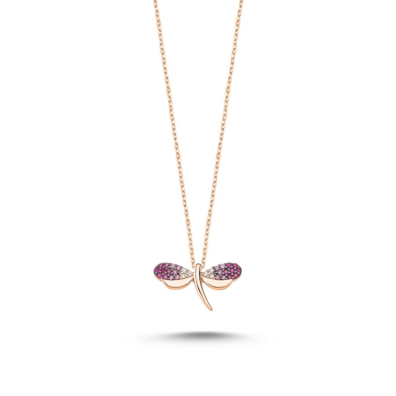 Shades%20of%20Pink%20CZ%20Dragonfly%20Necklace-Rose%20Gold%20Plated