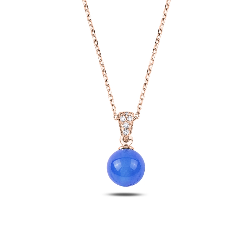 Blue%20Agate%20Ball%20Necklace-Rose%20Gold%20Plated