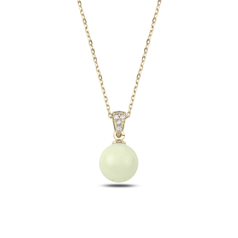 Mother%20of%20Pearl%20Ball%20Necklace-Gold%20Plated