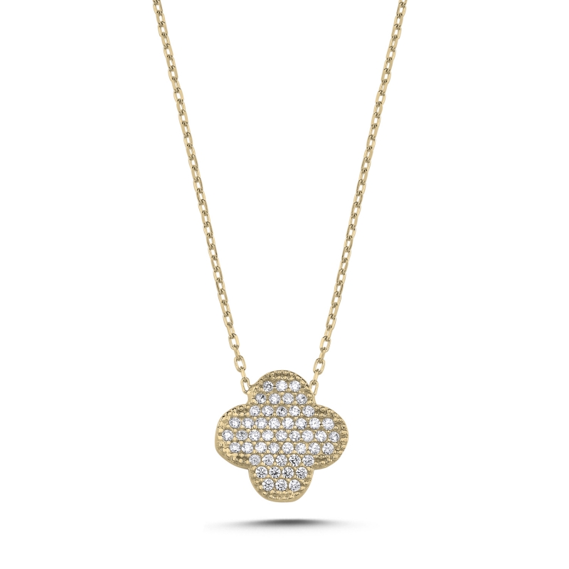 CZ%20Quatrefoil%20Necklace-Gold%20Plated