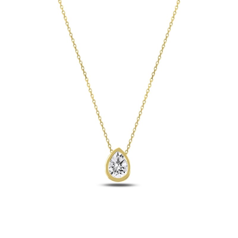 Teardrop%20CZ%20Solitaire%20Necklace-Gold%20Plated