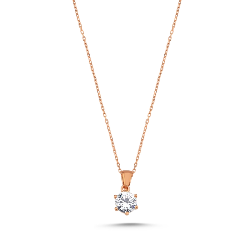 CZ%20Solitaire%20Necklace-Rose%20Gold%20Plated