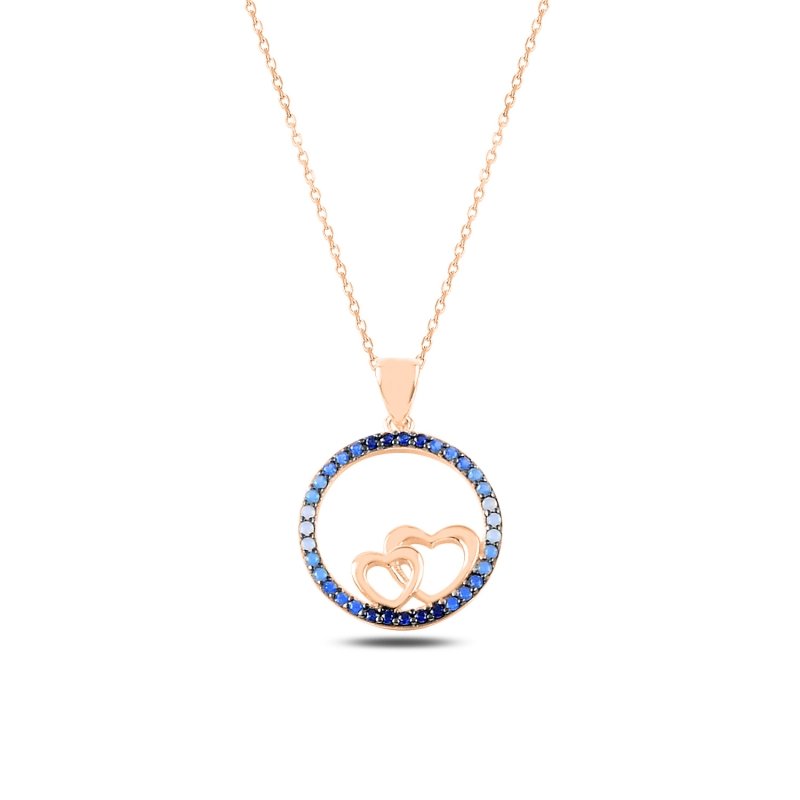 Heart%20in%20Circle%20Nano%20Shades%20of%20Blue%20Necklace-Rose%20Gold%20Plated