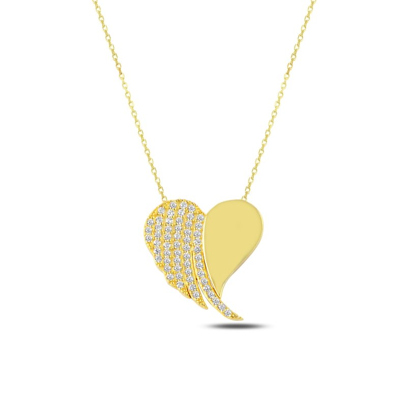 Heart%20&%20Wing%20CZ%20Necklace-Gold%20Plated