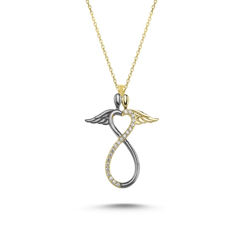 Infinity%20&%20Wing%20CZ%20Necklace-Gold%20Plated