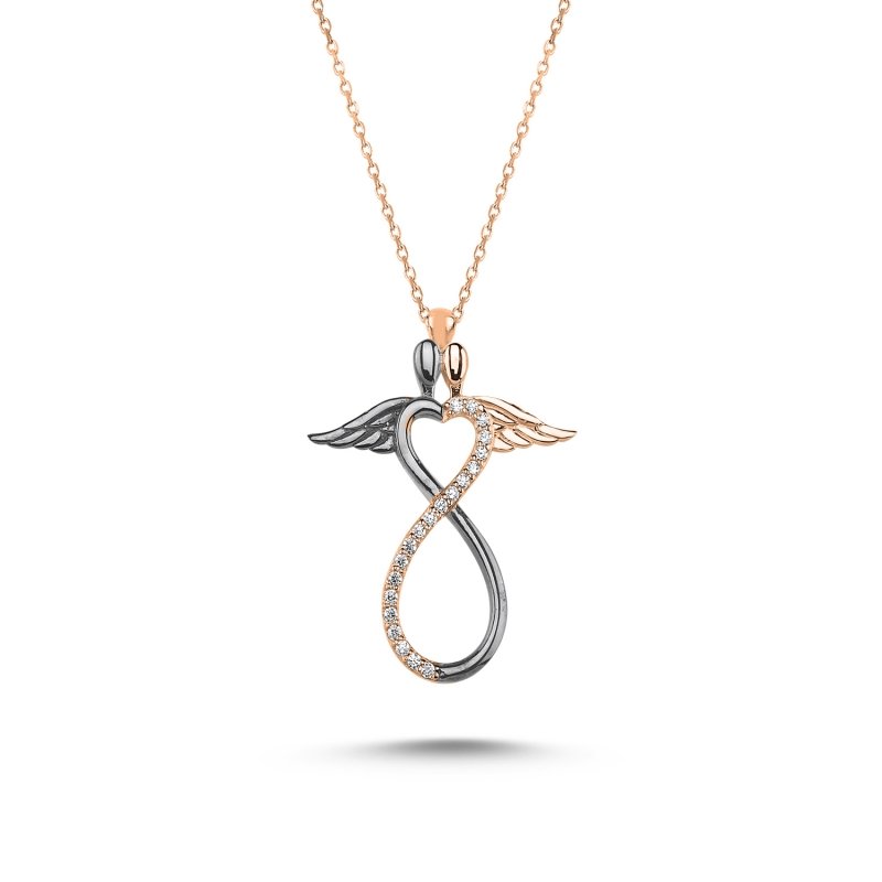 Infinity%20&%20Wing%20CZ%20Necklace-Rose%20Gold%20Plated