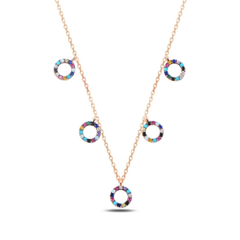 Mix%20CZ%20Circles%20Dangle%20Charm%20Necklace-Rose%20Gold%20Plated