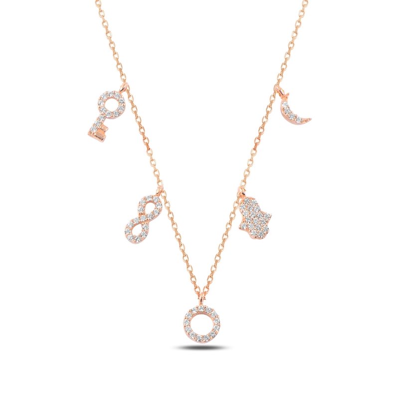 CZ%20Dangle%20Charm%20Necklace-Rose%20Gold%20Plated