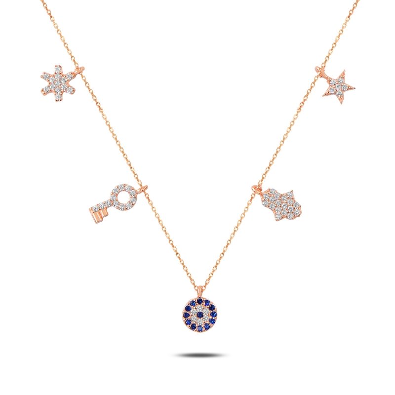 CZ%20Dangle%20Charm%20Necklace-Rose%20Gold%20Plated