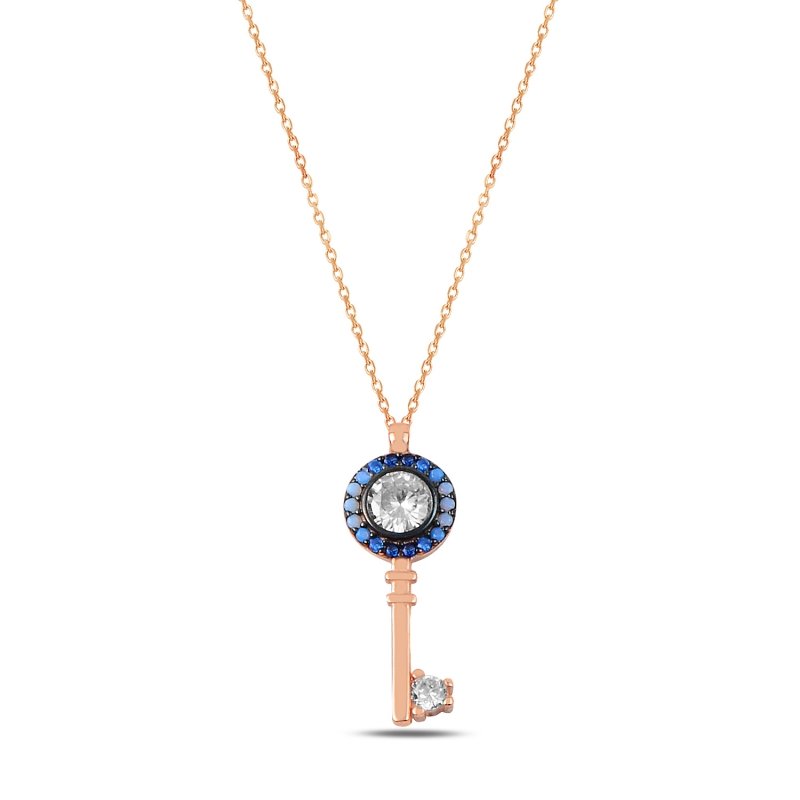 Nano%20Shades%20of%20Blue%20Key%20Necklace-Rose%20Gold%20Plated