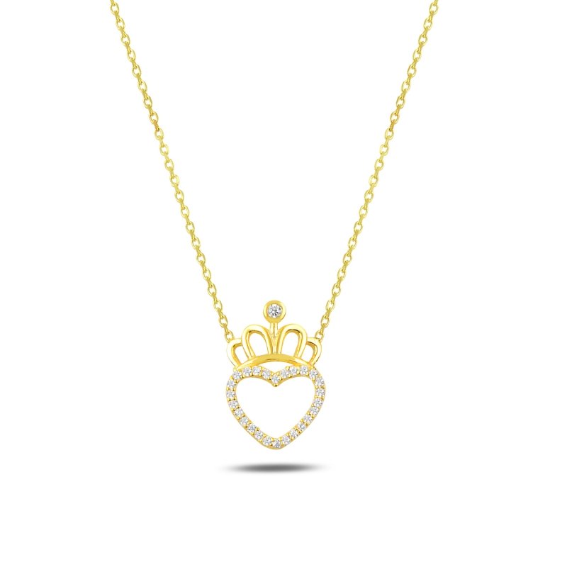 Heart%20&%20Tiara%20CZ%20Necklace-Gold%20Plated