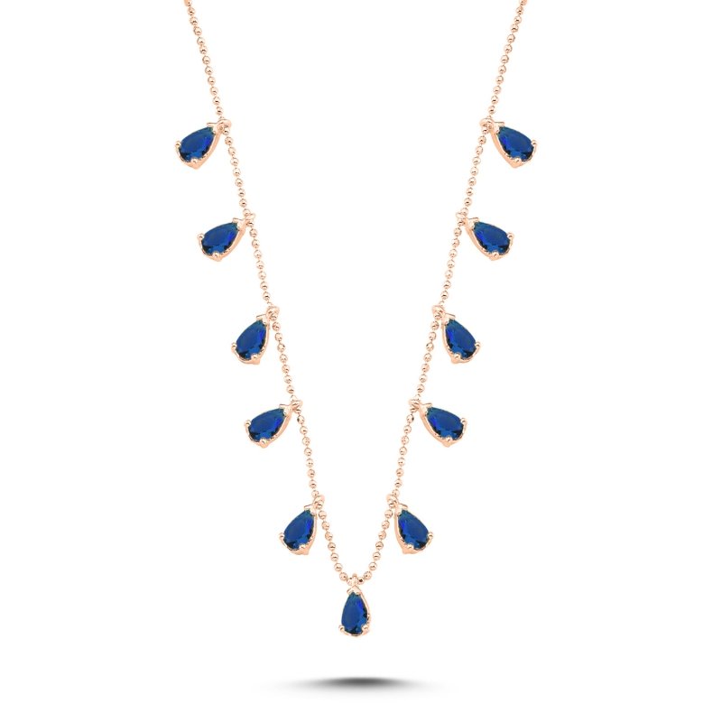 Teardrop%20Sapphire%20CZ%20Dangle%20Charm%20Necklace-Rose%20Gold%20Plated