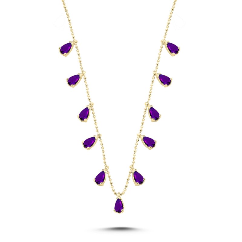 Teardrop%20Amethyst%20CZ%20Dangle%20Charm%20Necklace-Gold%20Plated