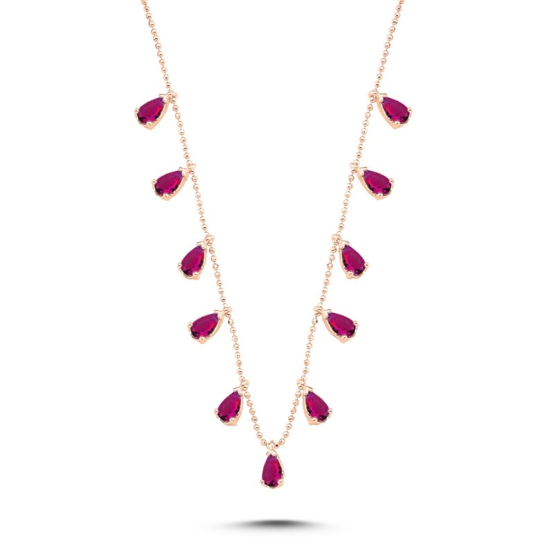 Teardrop%20Ruby%20CZ%20Dangle%20Charm%20Necklace-Rose%20Gold%20Plated