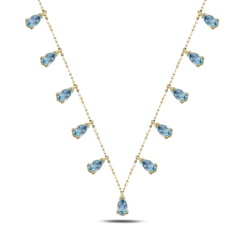 Teardrop%20Aquamarine%20CZ%20Dangle%20Charm%20Necklace-Gold%20Plated