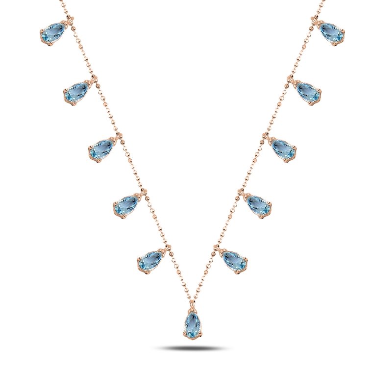 Teardrop%20Aquamarine%20CZ%20Dangle%20Charm%20Necklace-Rose%20Gold%20Plated