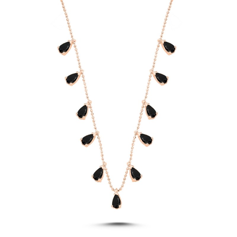 Teardrop%20Black%20CZ%20Dangle%20Charm%20Necklace-Rose%20Gold%20Plated