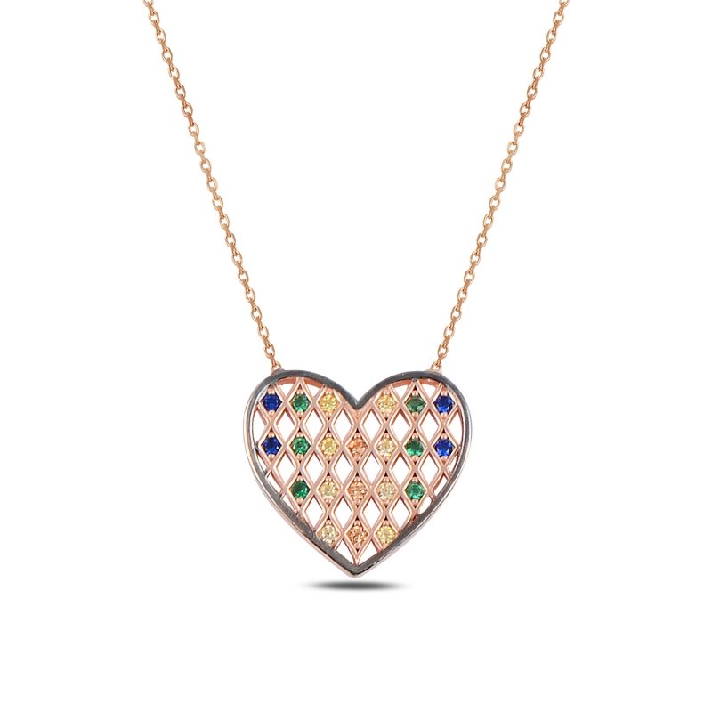 Heart%20Colorful%20CZ%20Necklace-Rose%20Gold%20Plated