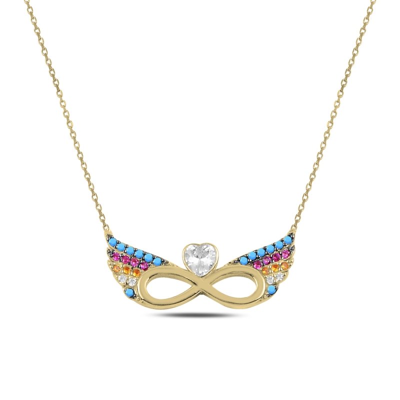 Infinity%20&%20Heart%20Colorful%20CZ%20Wings,%20Necklace-Gold%20Plated