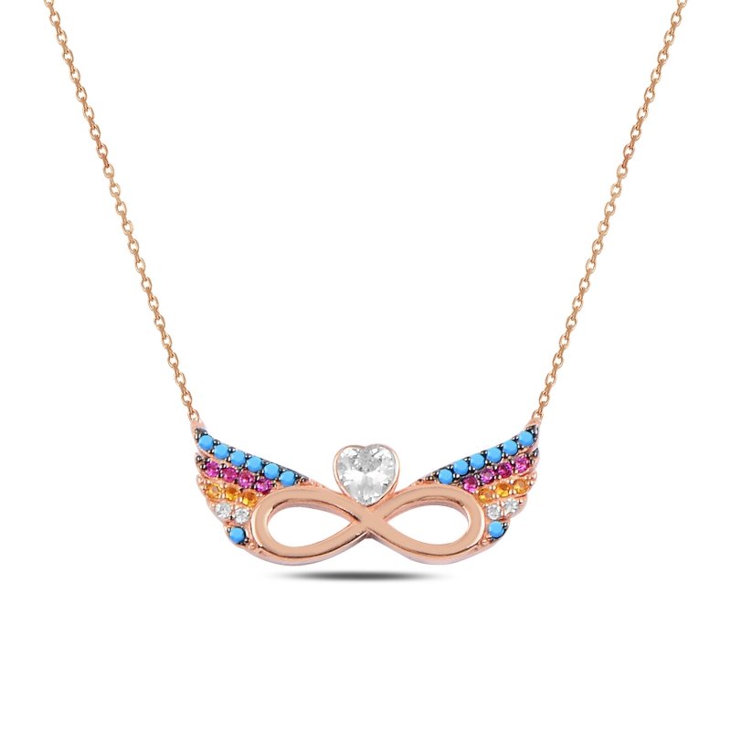 Infinity%20&%20Heart%20Colorful%20CZ%20Wings,%20Necklace-Rose%20kaplama