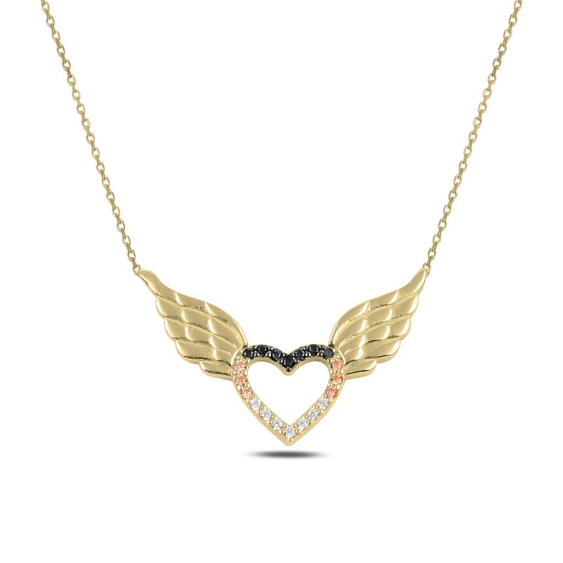 Heart%20&%20Wings%20Colorful%20CZ%20Necklace-Gold%20Plated