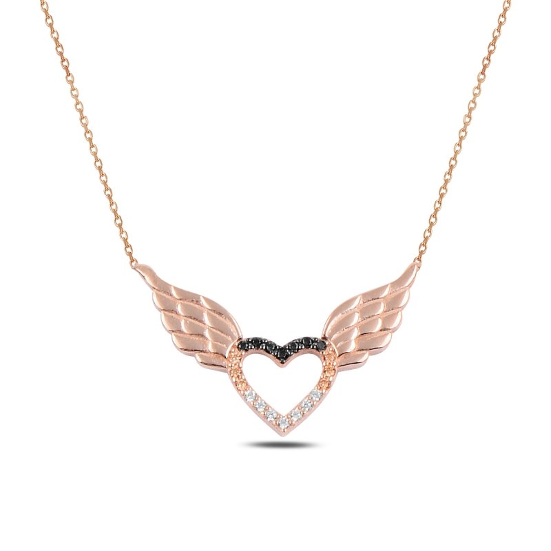 Heart%20&%20Wings%20Colorful%20CZ%20Necklace-Rose%20Gold%20Plated