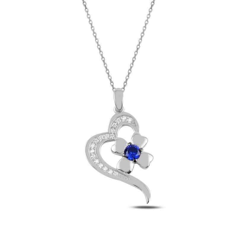 Heart%20&%20Flower%20CZ%20Necklace-Rodyum%20kaplama