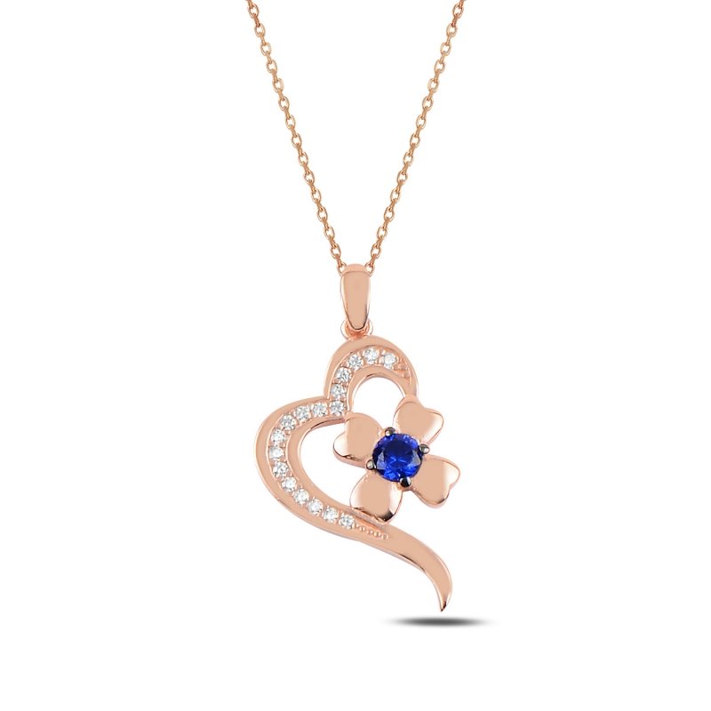 Heart%20&%20Flower%20CZ%20Necklace-Rose%20Gold%20Plated