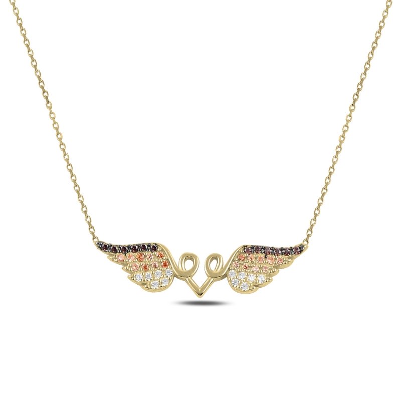 Wings%20&%20Heart%20Colorful%20CZ%20Necklace-Gold%20Plated