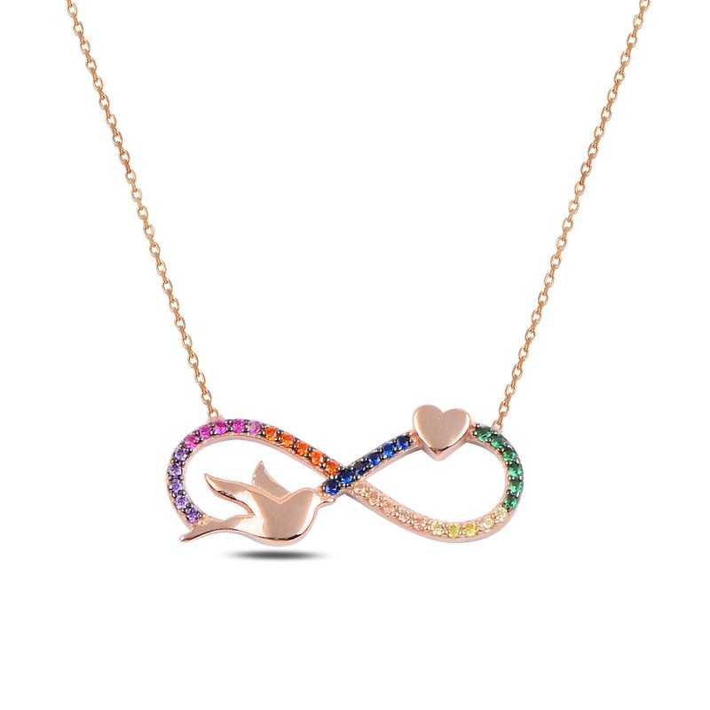 Heart%20&%20Bird%20Necklace%20Colorful%20CZ%20Infinity,-Rose%20Gold%20Plated