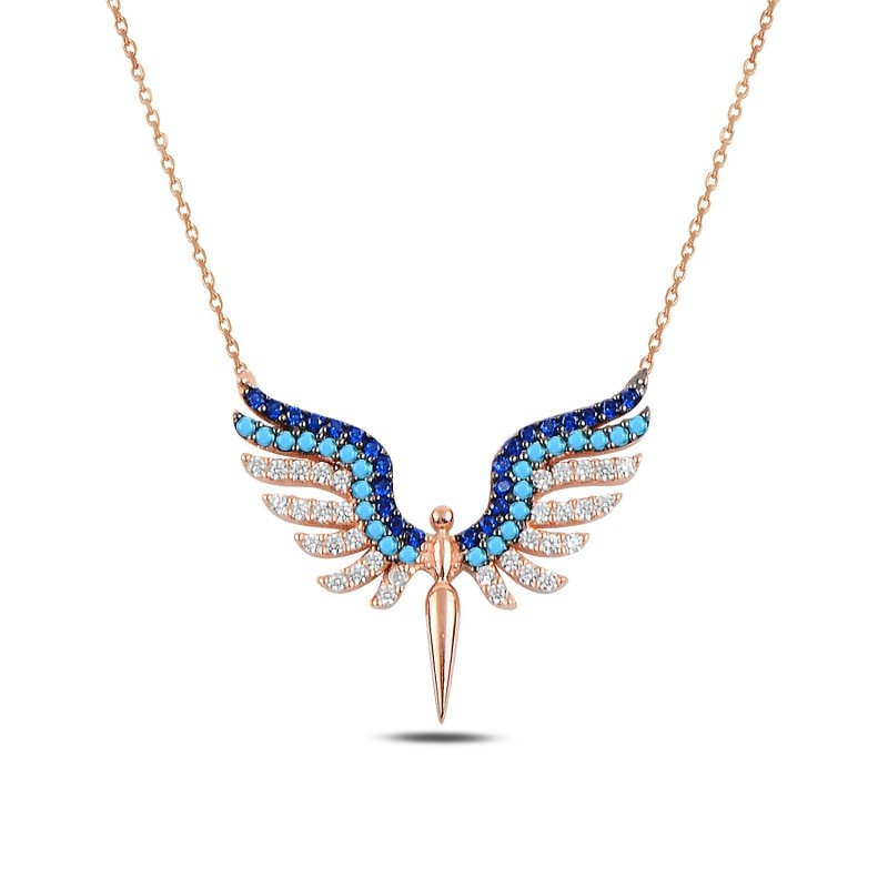 Colorful%20CZ%20Angel%20Necklace-Rose%20Gold%20Plated