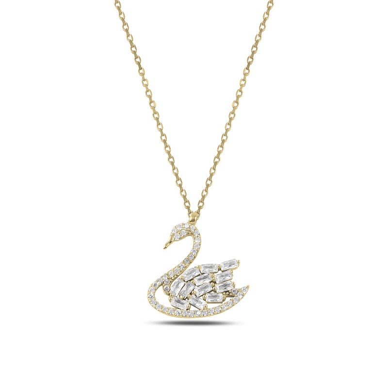 Swan%20Baguette%20&%20CZ%20Necklace-Gold%20Plated