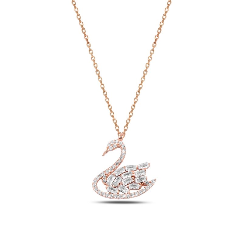 Swan%20Baguette%20&%20CZ%20Necklace-Rose%20Gold%20Plated