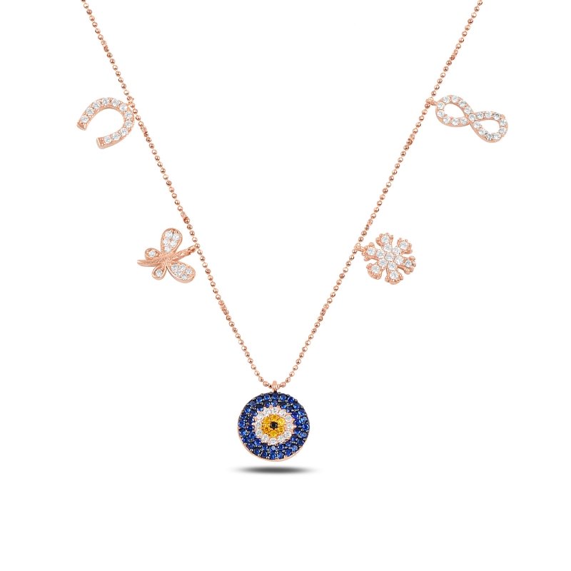 CZ%20Dangle%20Charm%20Necklace-Rose%20Gold%20Plated