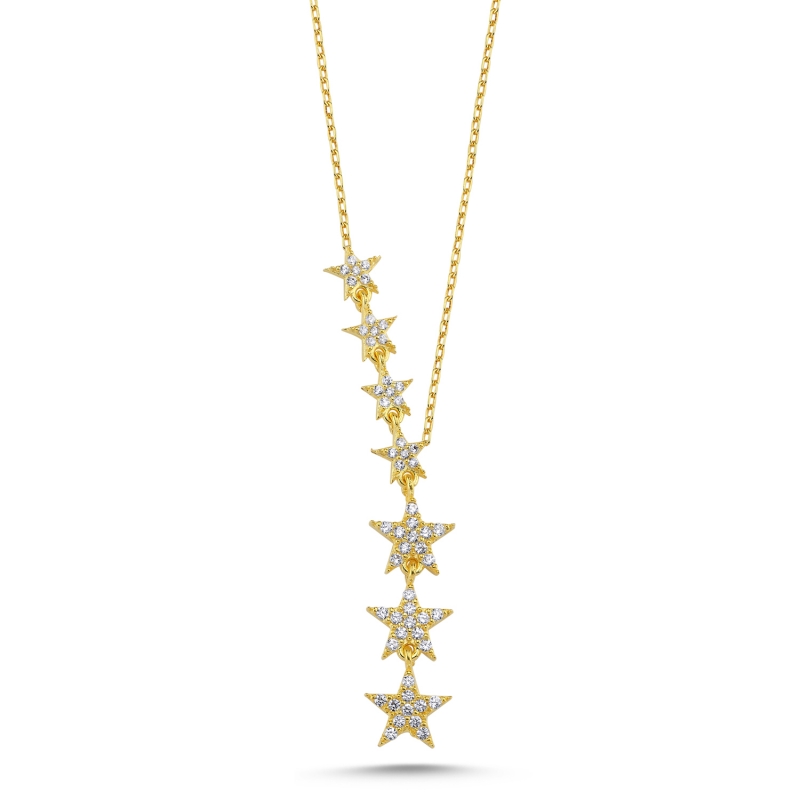 Falling%20Stars%20CZ%20Dangle%20Necklace-Gold%20Plated