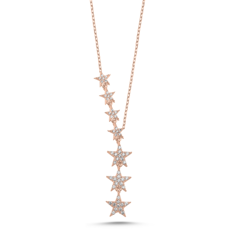 Falling%20Stars%20CZ%20Dangle%20Necklace-Rose%20Gold%20Plated