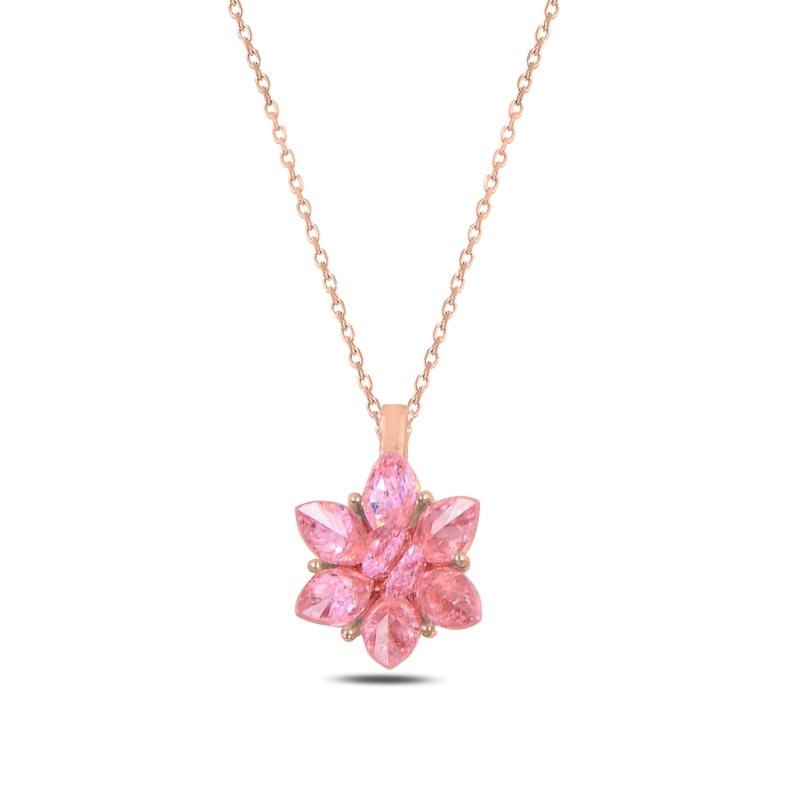 Lotus%20Flower%20Pink%20Zirkon%20Taşlı%20Necklace-Rose%20kaplama