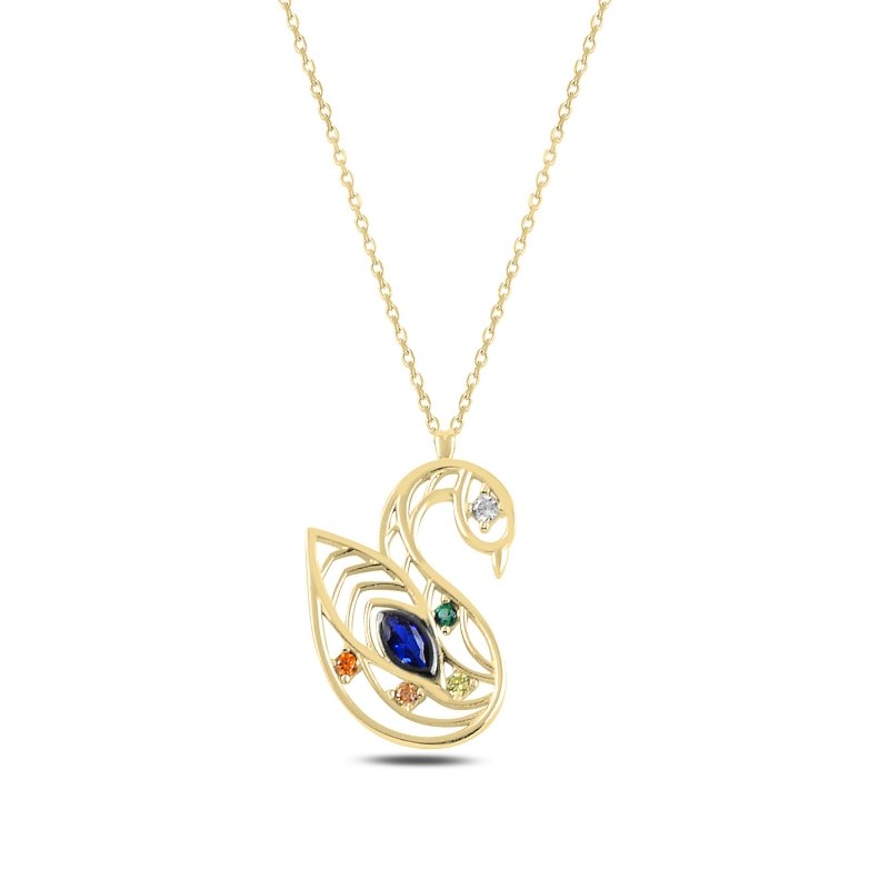 Swan%20Colorful%20CZ%20Necklace-Gold%20Plated