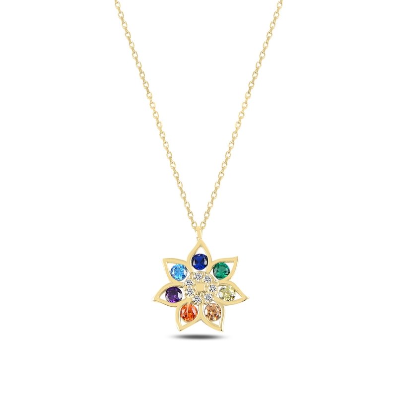 Flower%20Colorful%20CZ%20Necklace-Gold%20Plated