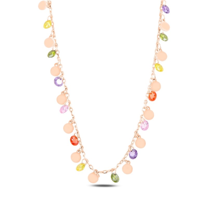 Dangle%20Sequin%20&%20Multi%20Color%20CZ%20Charm%20Necklace-Rose%20kaplama