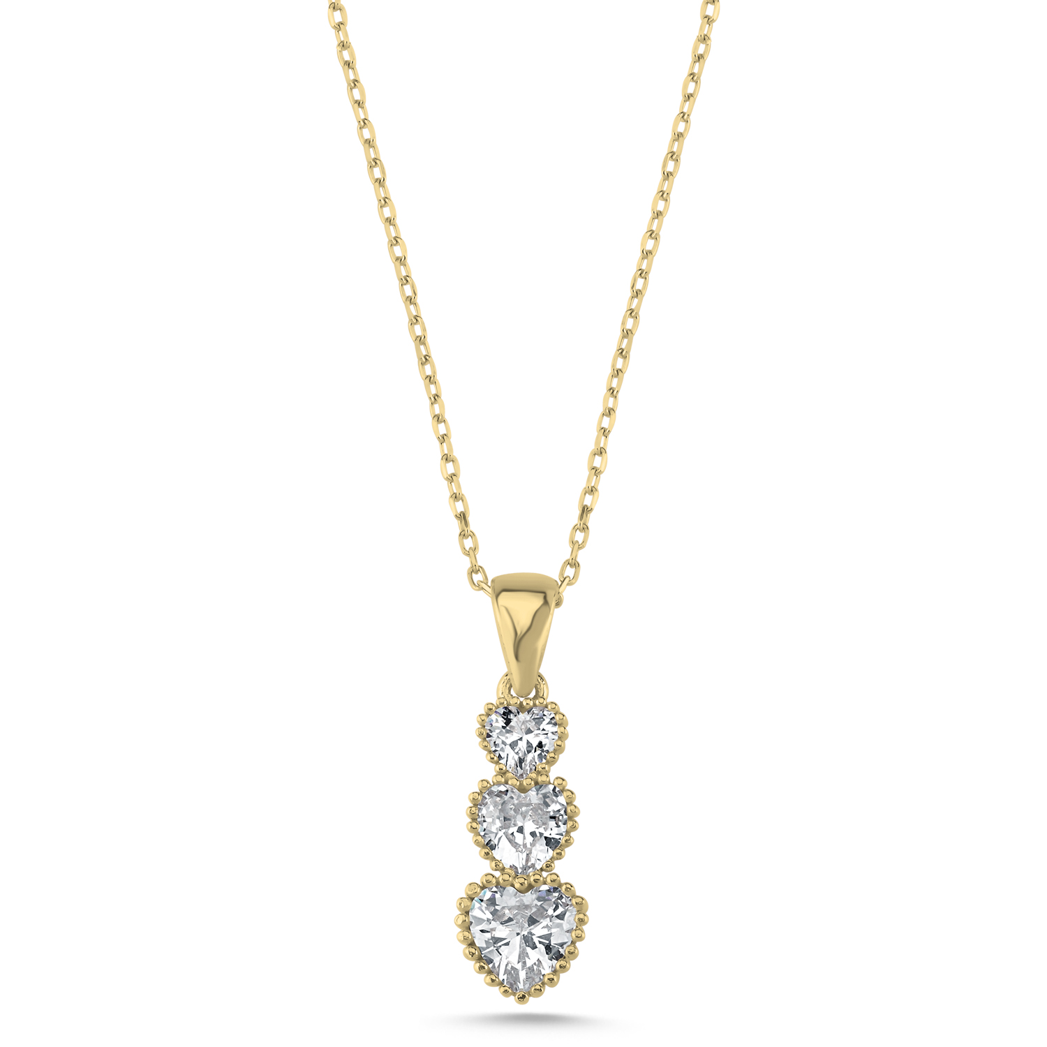 Trickle%20Heart%20CZ%20Necklace%20Altın%20Kaplama