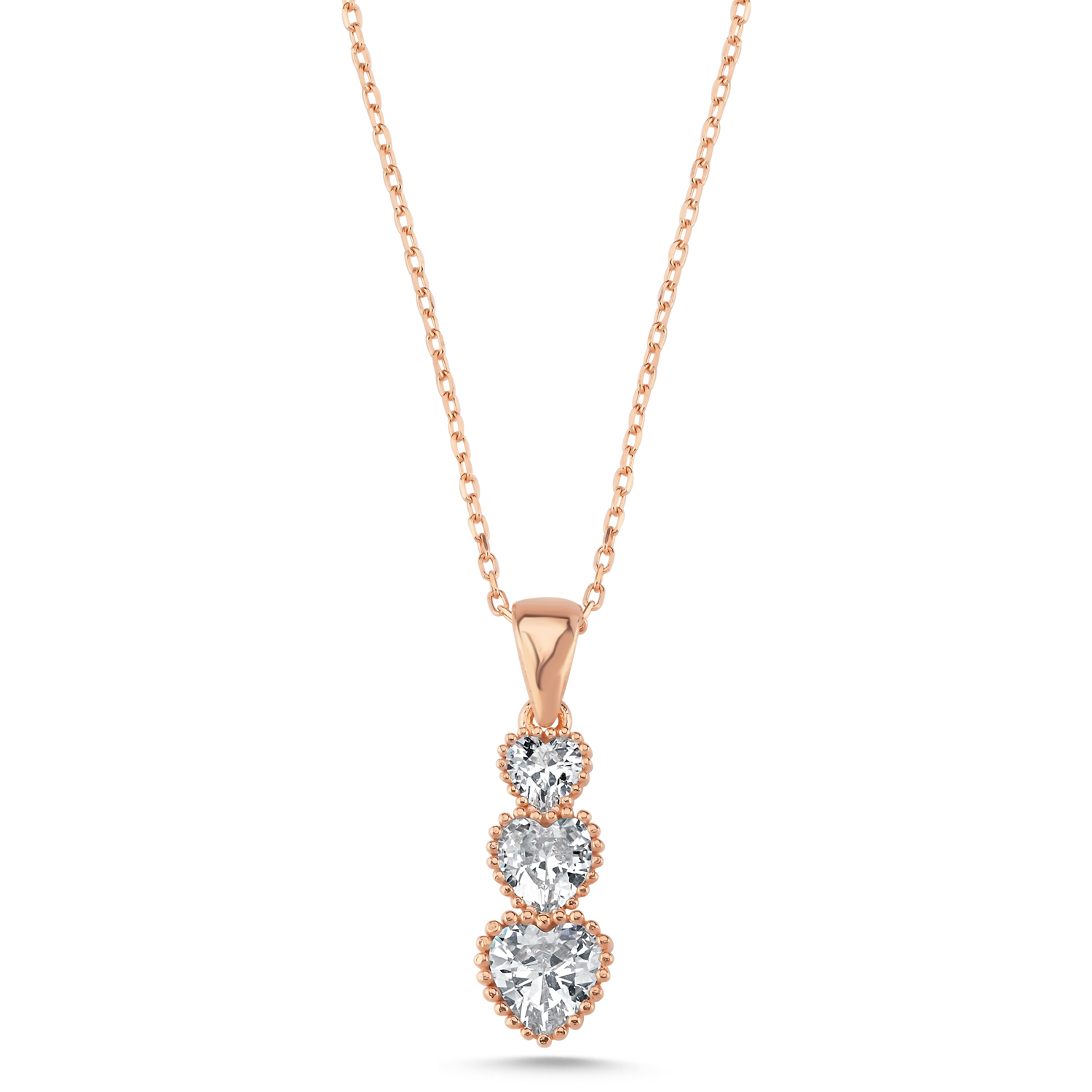 Trickle%20Heart%20CZ%20Necklace%20Rose%20Altın%20Kaplama