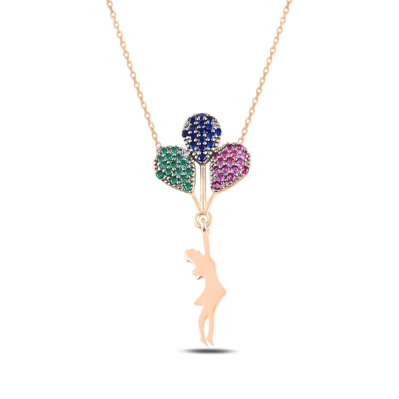 Girl%20with%20Balloon%20CZ%20Necklace-Rose%20kaplama