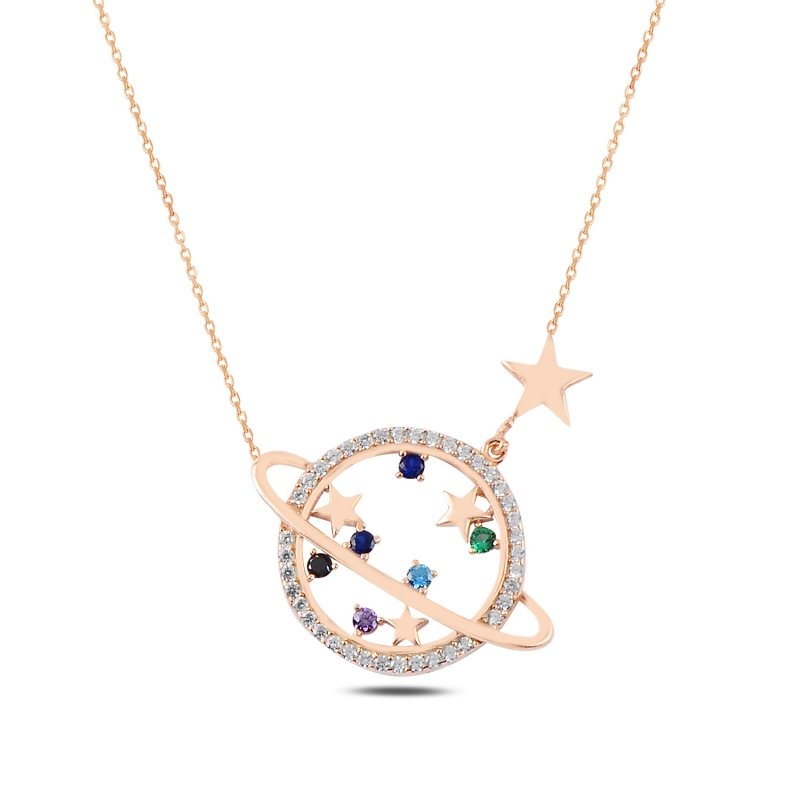 Saturn%20&%20Star%20CZ%20Necklace-Rose%20kaplama